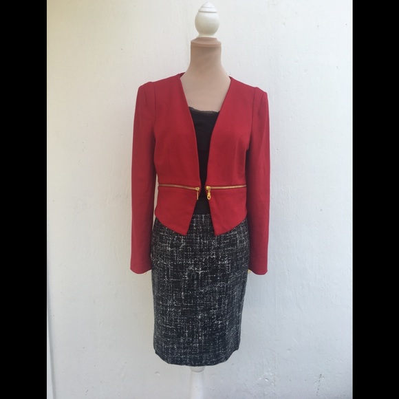 Philosophy Red Zipper Open Blazer - Picture 2 of 8